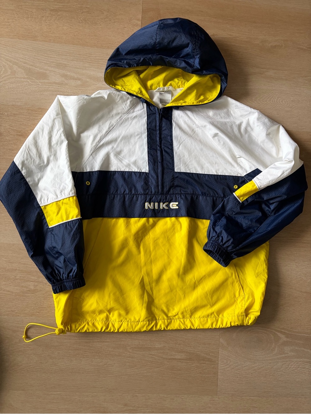 Vintage Nike Colourblock Pullover Windbreaker Anorak Yellow Navy White S